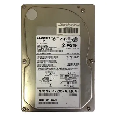 127963-001 HP 9.1GB Wide Ultra2 SCSI 10000 3.5-inch 1MB Hard Drive