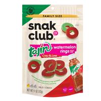 Snak Club Tajin Watermelon Rings Gummy Candy with Chili and Lime Seasoning, Resealable Bag, 11 oz Snack Sweet
