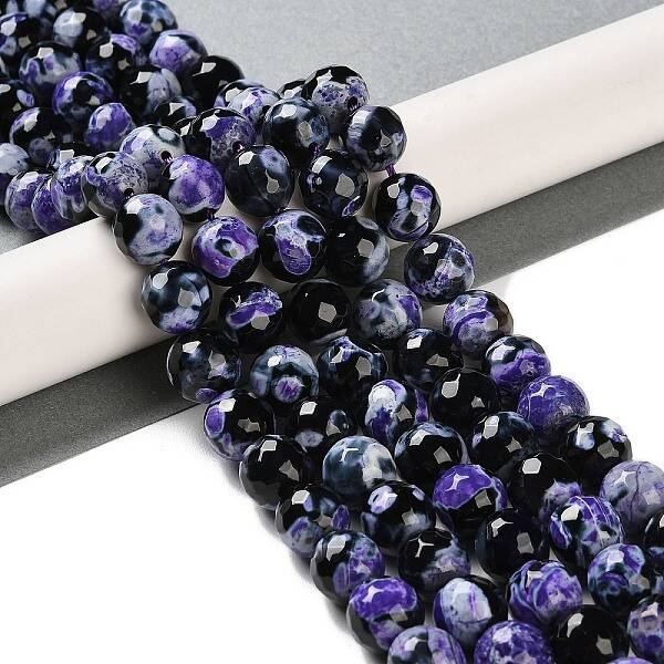 Natural Fire Crackle Agate Beads Strands