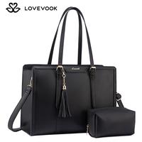 LOVEVOOK 15.6'' Canvas Laptop Tote Bag for Women with Clutch Purse, Lightweight Tote Bag Large Capacity Computer bag, Crossbo...