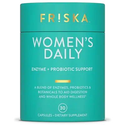 Friska Women's Daily Supplement 3-in-1 Gut Health with Digestive Enzymes, Probiotics, and Key Nutrients for Women
