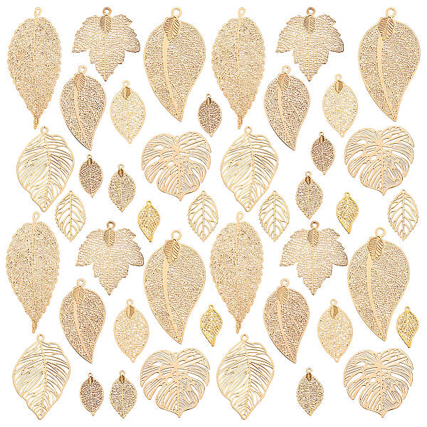 44Pcs 11 Style Brass Big Pendants