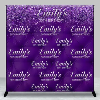 Royal Purple Glitter Custom 30th Birthday Backdrop - Aperturee