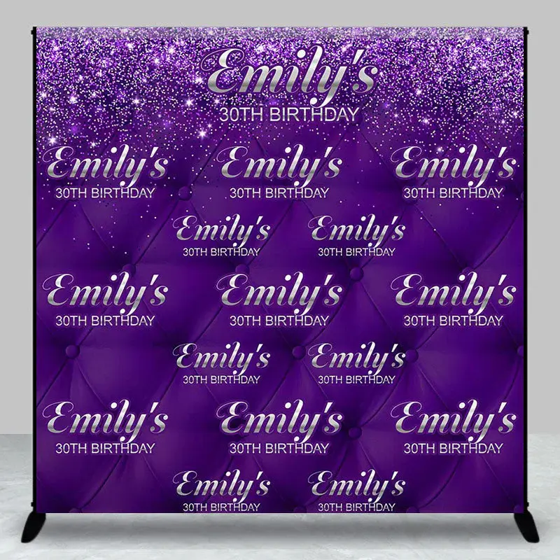Royal Purple Glitter Custom 30th Birthday Backdrop - Aperturee