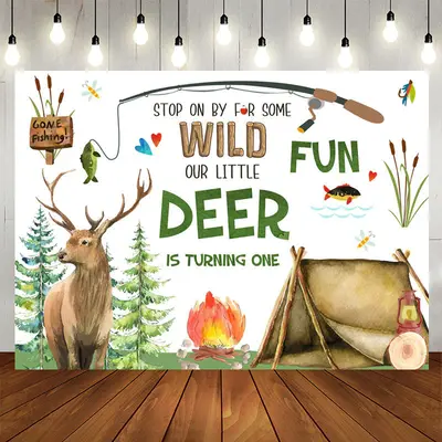 Aperturee Stop On By Wild Little Deer 1st Birthday Backdrop