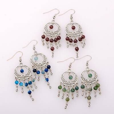 Trendy Dangling Gemstone Earrings