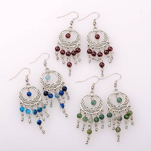 Trendy Dangling Gemstone Earrings