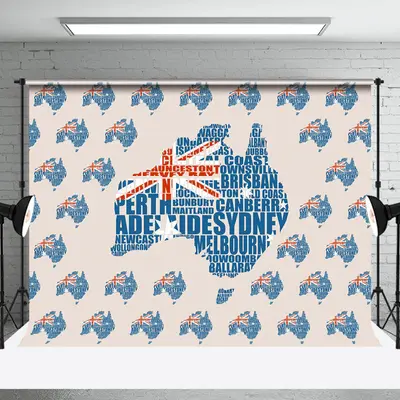 Flag Map Tiles Happy Australia Day Party Backdrop - Aperturee