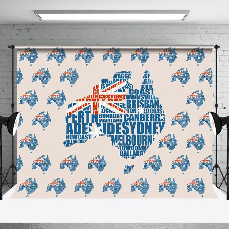 Flag Map Tiles Happy Australia Day Party Backdrop - Aperturee