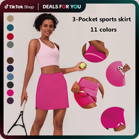 PINSPARK Womens Golf Skort High Waist Tennis Skort Tummy Control Lightweight Athletic Skirt with Shorts Underneath, Navy Blue...