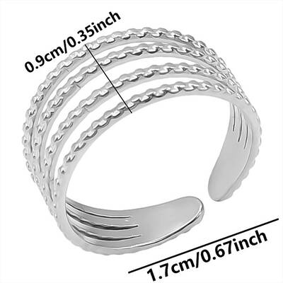 Non-Tarnish Geometric Minimalist Hollow 304 Stainless Steel Cuff Rings