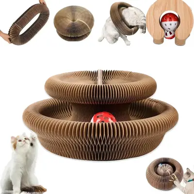 Cat Scratcher with 2 count Bell, Foldable Pet Toy, Magic Organ Cat Scratching Board, Cat Scratcher for Indoor Outdoor Use, Ca...