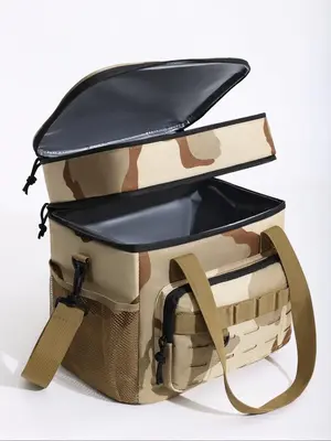 Camo Pattern Lunch Bag, Travel Accessory, Large Capacity Insulated Picnic Bag, Multi-functional Shoulder Bag, Outdoor Picnic ...