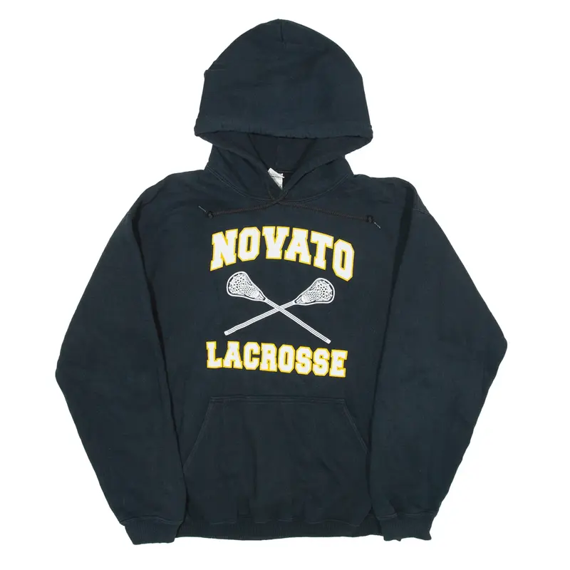 GILDAN Novato Lacrosse USA Hoodie Black Pullover Womens M