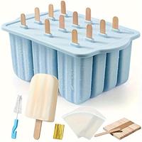 Pastel Silicone Popsicle Mold, 1 Set Ice Cream Mold with 50pcs Popsicle Stick & 50pcs Bag & 50pcs Straps & Cleaning Brush, Ho...