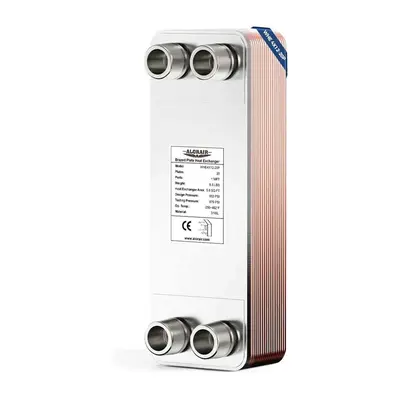 ALORAIR 4x12 Heat Exchanger with 1 MPT Port,316L Stainless Steel Water to Water Brazed Plate Heat Exchanger for Floor Heat...