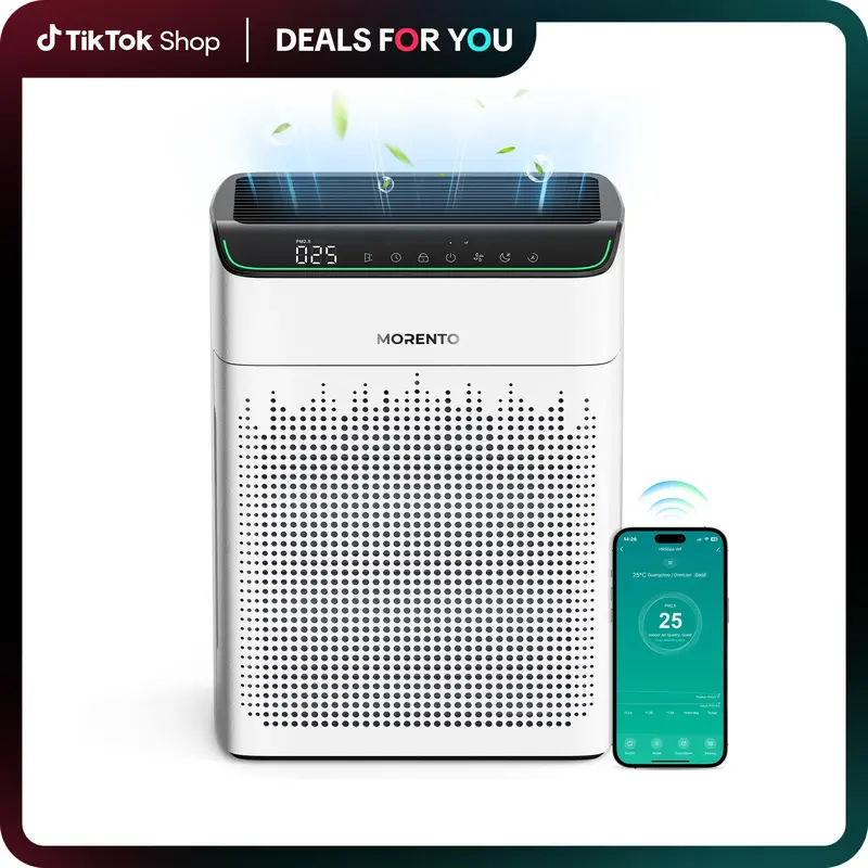 MORENTO 5866 HEPA Air Purifier with Smart WiFi,Ideal for Large Rooms up to 1290 Ft²,Pets, Allergies, Dust, Pollen Household ...