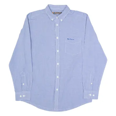 BEN SHERMAN Mens Shirt Blue Check Long Sleeve L