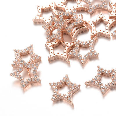 Brass Micro Pave Cubic Zirconia Charms