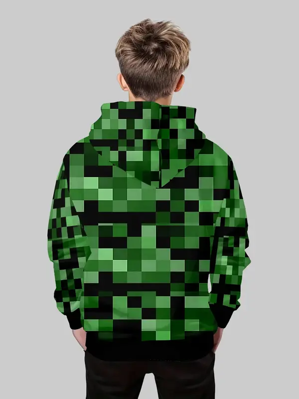 Minecraft Enderman Hoodie for Boys, Game Theme Scene Design, Comfortable Casual Wear, Perfect Gift for Kids, Stylish and Fun!