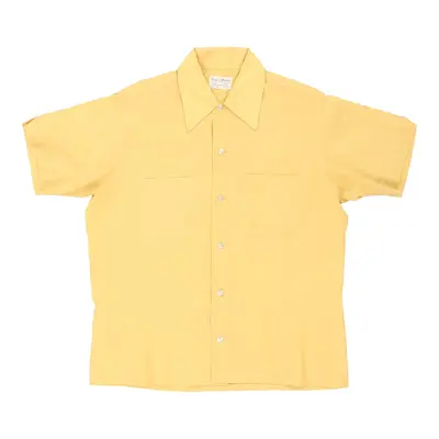1970s Made in USA Royal Knight Short Sleeve Shirt - Medium Yellow Silk