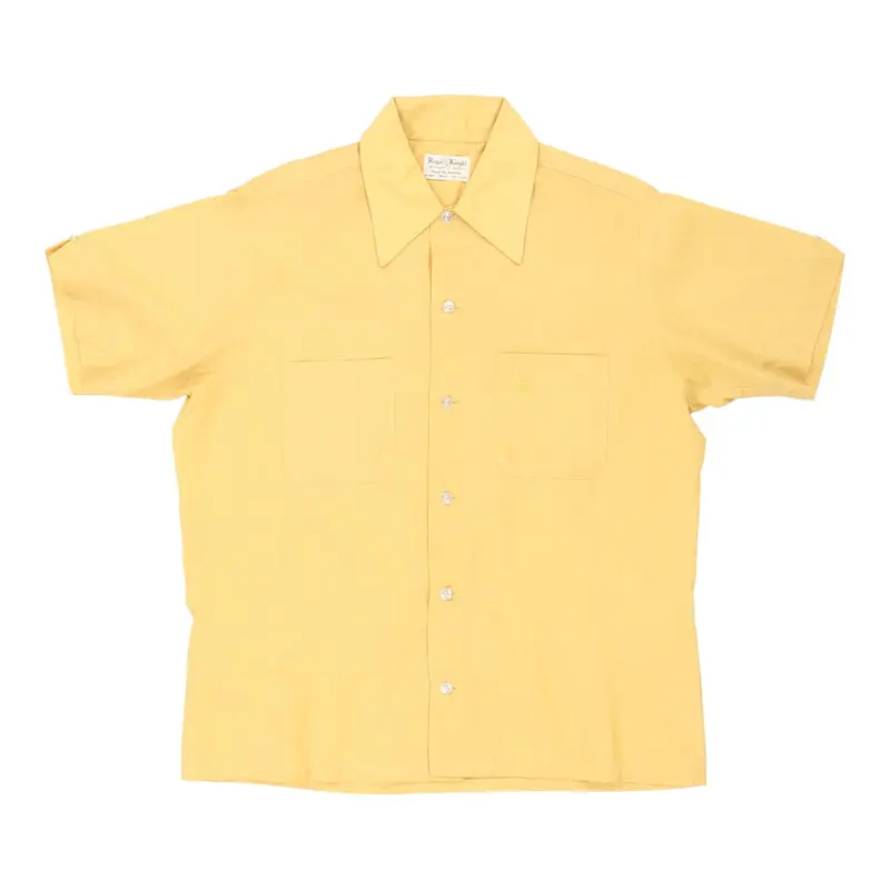 1970s Made in USA Royal Knight Short Sleeve Shirt - Medium Yellow Silk