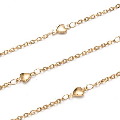 3.28 Feet 304 Stainless Steel Heart Link Cable Chains