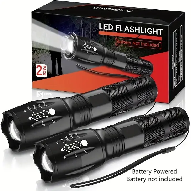 Adjustable Zoom LED Flashlight, Ultra Bright Tactical Flashlights with 5 Light Modes, Outdoor Pocket Flash Light, LED Light F...