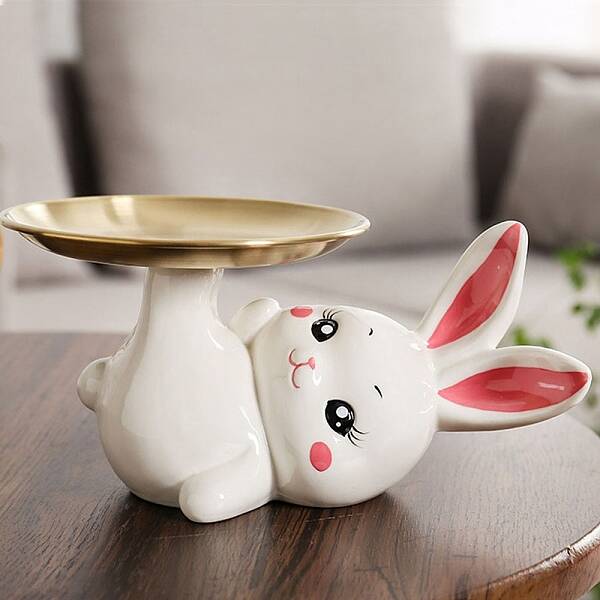 Ceramic Rabbit Tray Figurines