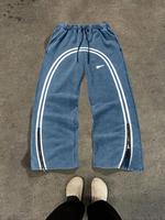 Men's Star & Striped Print Washed Distressed Drawstring Waist Sweatpants, Regular Fit Casual Comfy Fashion Pocket & Zipper De...