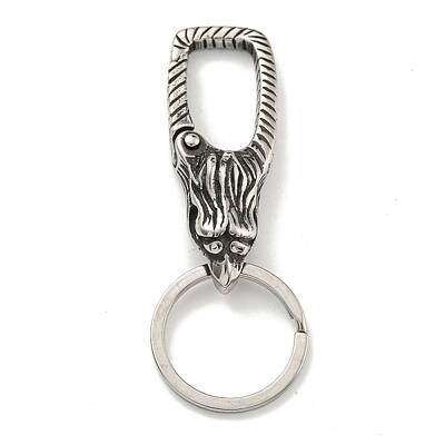 Tibetan Style 316 Surgical Stainless Steel Fittings with 304 Stainless Steel Key Ring