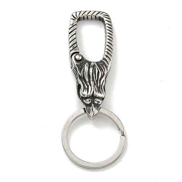 Tibetan Style 316 Surgical Stainless Steel Fittings with 304 Stainless Steel Key Ring