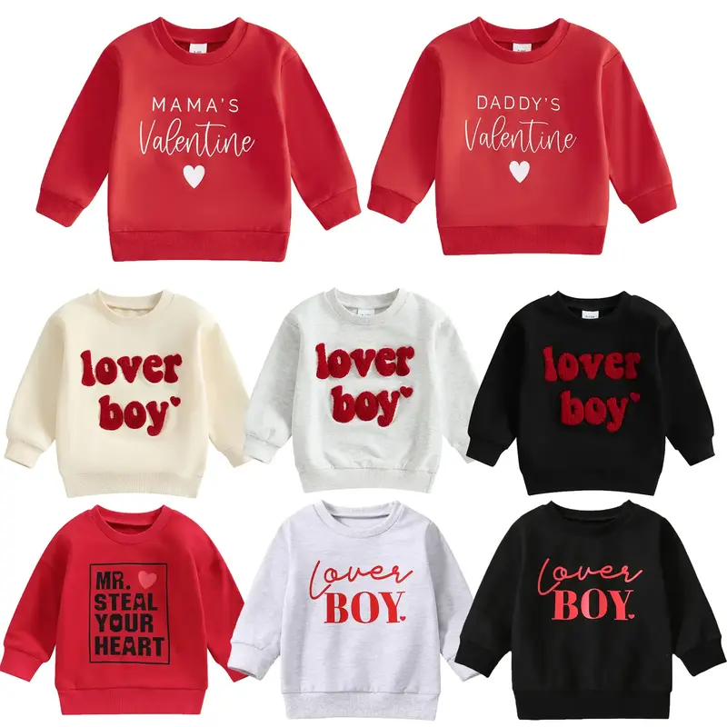 Toddler Infant Baby Girl Boy Valentines Day Outfit Daddys/Mamas Valentine Sweatshirt Lover Boy Oversized Shirt Spring Clothes