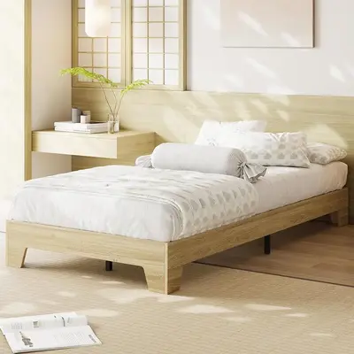 Garvee Wood Platform Bed Frame Twin Size with Wood Slat Support, Noise-Free Design, Particle Board, Easy Assembly, Underbed S...