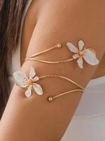 Elegant Floral Open Cuff Armlet, Adjustable Bangle Jewelry, Fashionable Jewelry for Women & Girls, Trendy All-match & Exquisi...