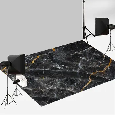 Aperturee Classic Black Crack Marble Texture Floor Backdrop | Floor Background For Photography | Floor Drops For Photography ...