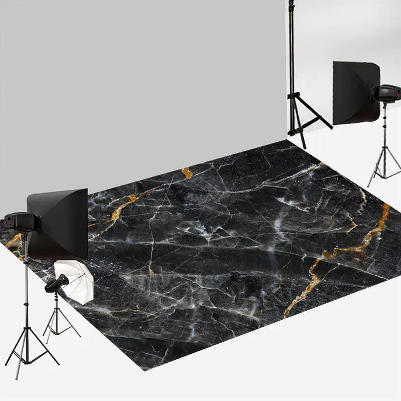 Aperturee Classic Black Crack Marble Texture Floor Backdrop | Floor Background For Photography | Floor Drops For Photography ...