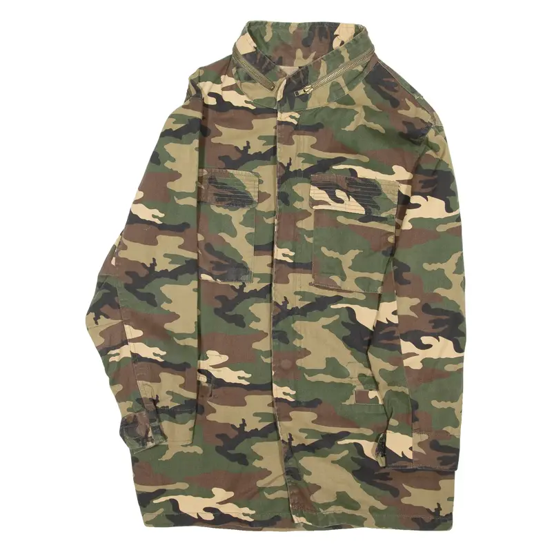 HAODUOYI Mens Military Jacket Green Camouflage S