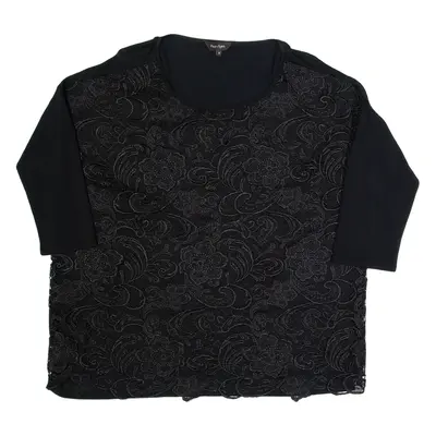 PHASE EIGHT Womens Oversized Top Black 3/4 Sleeve M