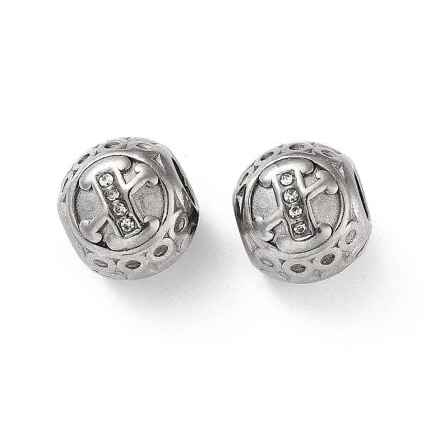 304 Stainless Steel Rhinestone European Beads