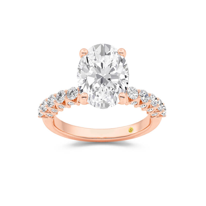 Verda Art Deco Inspired V-Prong Oval Lab Grown Diamond Engagement Ring | 14K Rose Gold 1 1/2 CT. TW.
