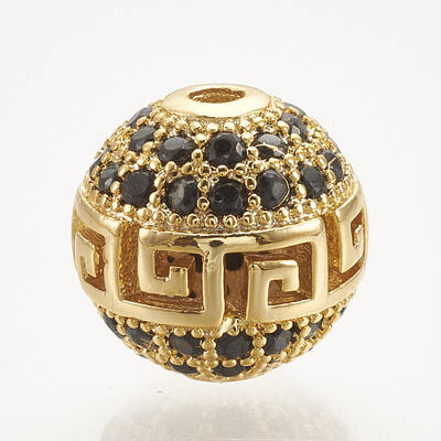 Brass Micro Pave Cubic Zirconia Beads