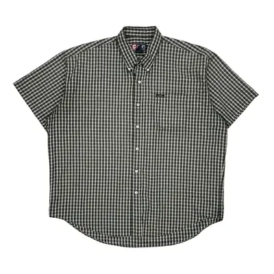 Chaps Ralph Lauren Checked Short Sleeve Shirt - 2XL Black & White Cotton Blend | Size: xx-large