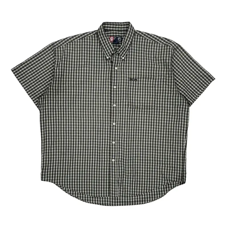 Chaps Ralph Lauren Checked Short Sleeve Shirt - 2XL Black & White Cotton Blend | Size: xx-large