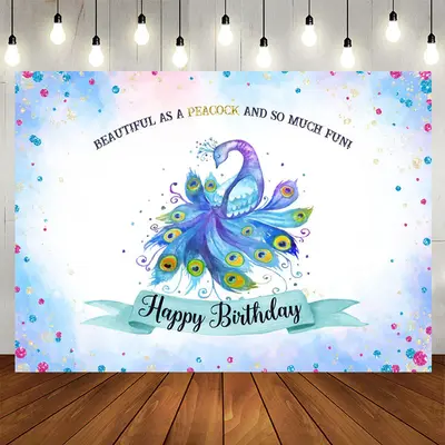 Aperturee Beautiful As Peacock Dream Blue Birthday Backdrop