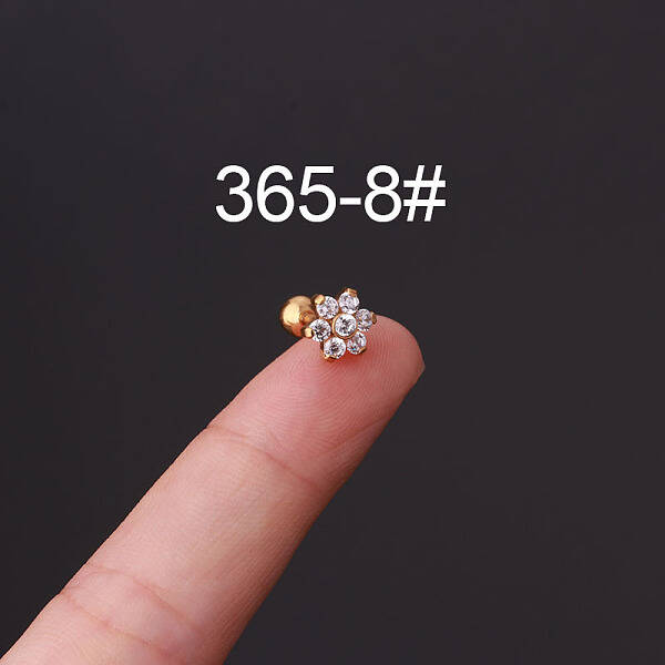 316L Surgical Stainless Steel Micro Pave Clear Cubic Zirconia Cartilage Earrings