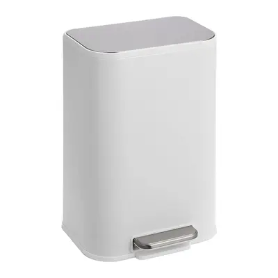 Garvee Bathroom Trash Can, 12L/3.2 Gallon Stainless Steel Garbage Can with Lid, Rectangular Small Step Waste Bin with Foot Pe...