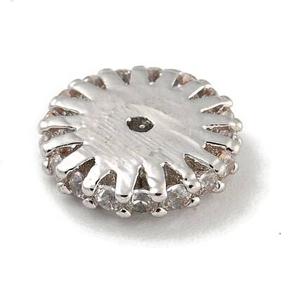 Brass Micro Pave Clear Cubic Zirconia Beads