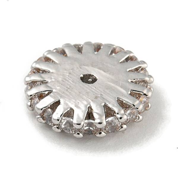 Brass Micro Pave Clear Cubic Zirconia Beads
