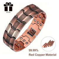 [Father's Day gift] 3x Men's Copper Bracelet Triple Super Strong Magnet, 99.99% Pure Copper Magnetic Bracelet with Adjustable...